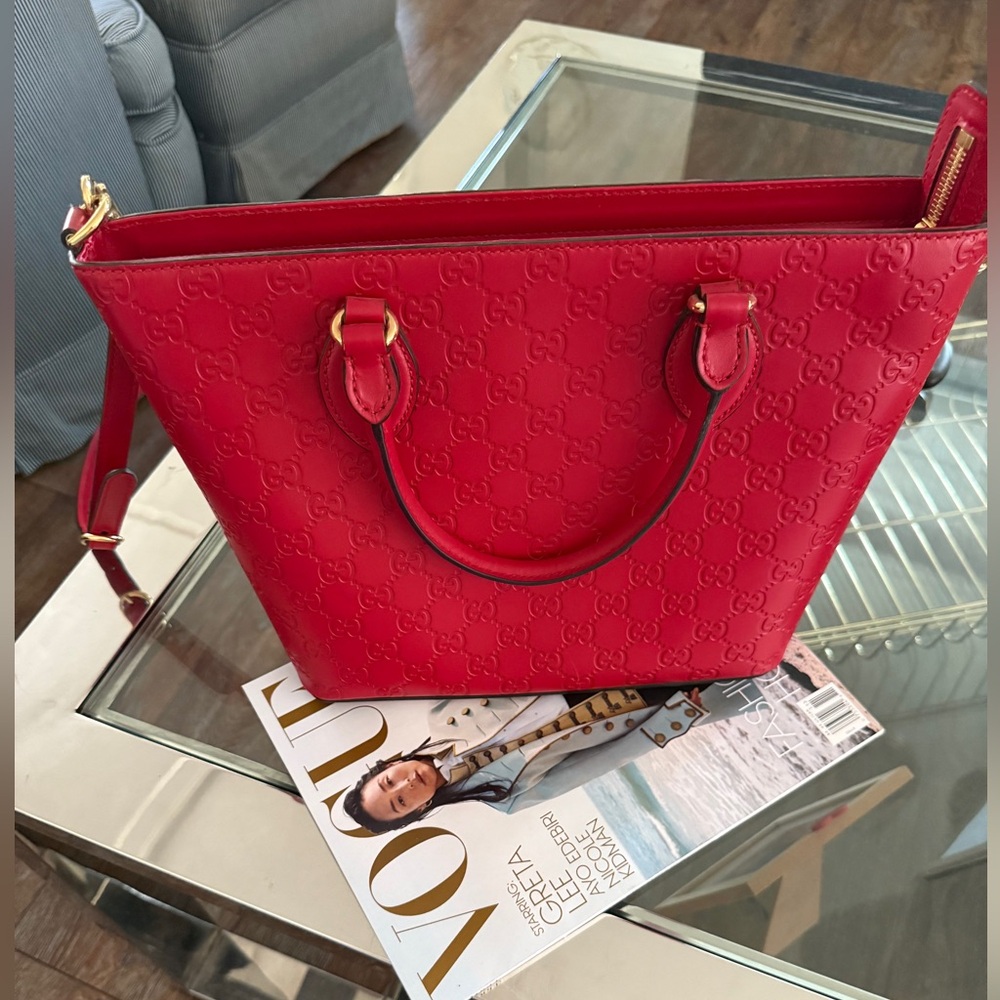 Gucci Scarlet Embossed Leather Tote